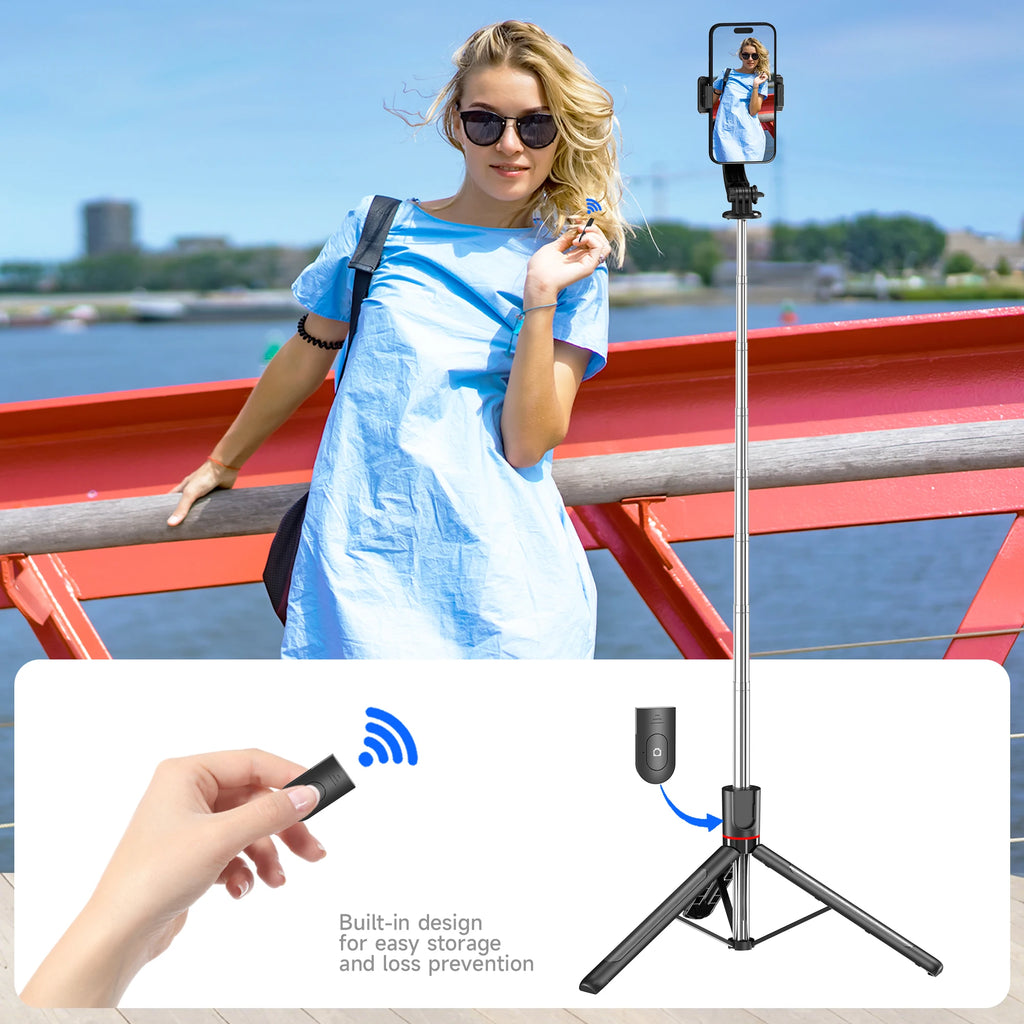 F15 Wireless Selfie Stick Tripod - 68 Inch Extendable with Bluetooth Remote