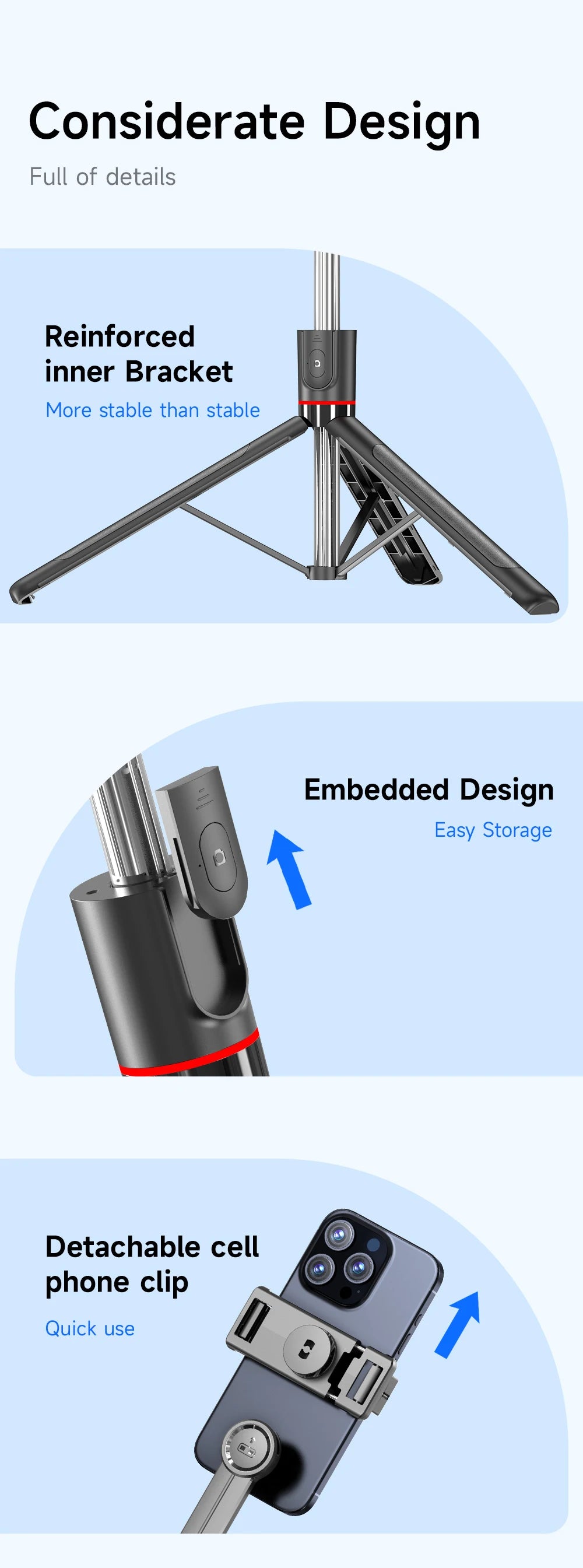 F15 Wireless Selfie Stick Tripod - 68 Inch Extendable with Bluetooth Remote